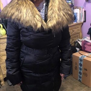 Black JLO long winter jacket size medium